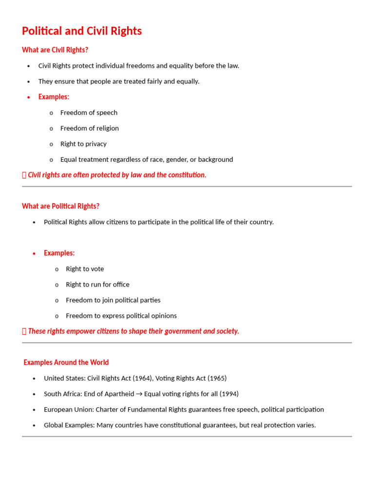 Civil An Political Right | PDF | Civil And Political Rights | Freedom ...