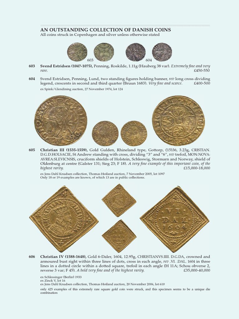 Auction 62 - Danish Coins and South American Coins | PDF | Coins | Currency