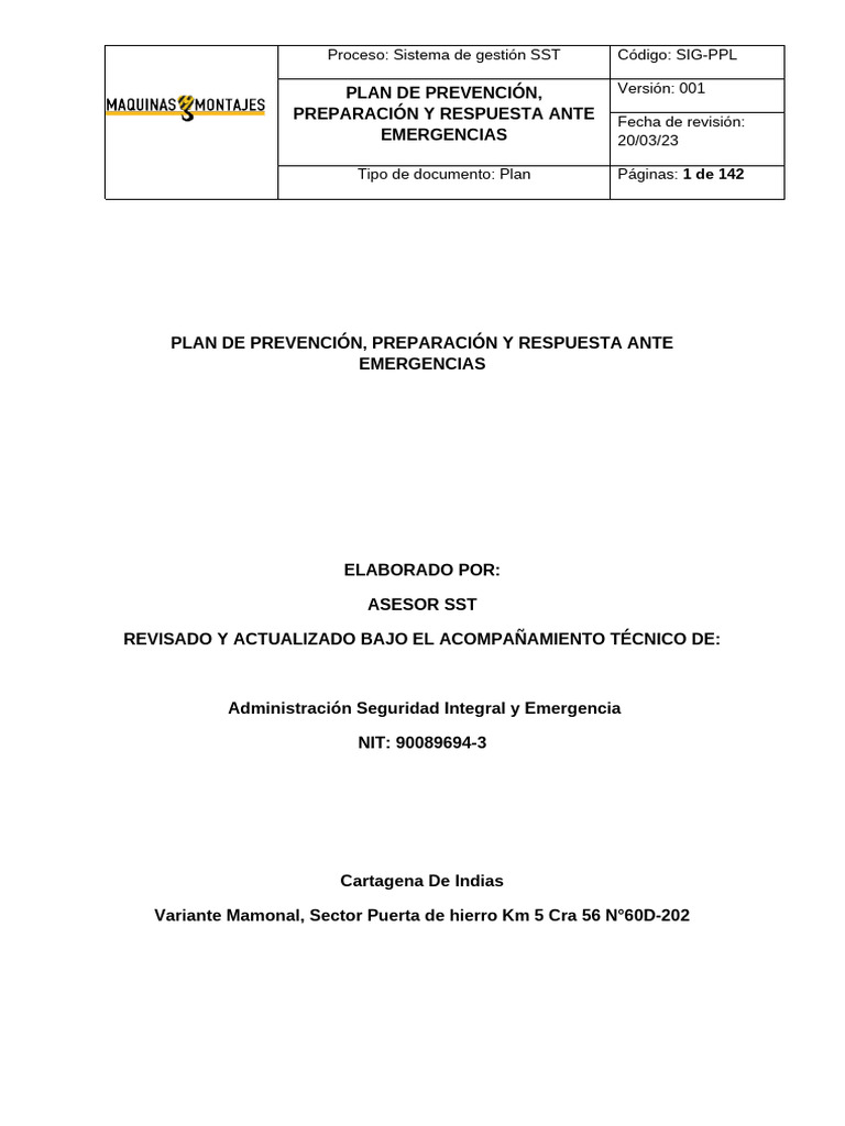 Plan - Preparación y Respuesta Ante Emergencias | PDF | Riesgo | Valores