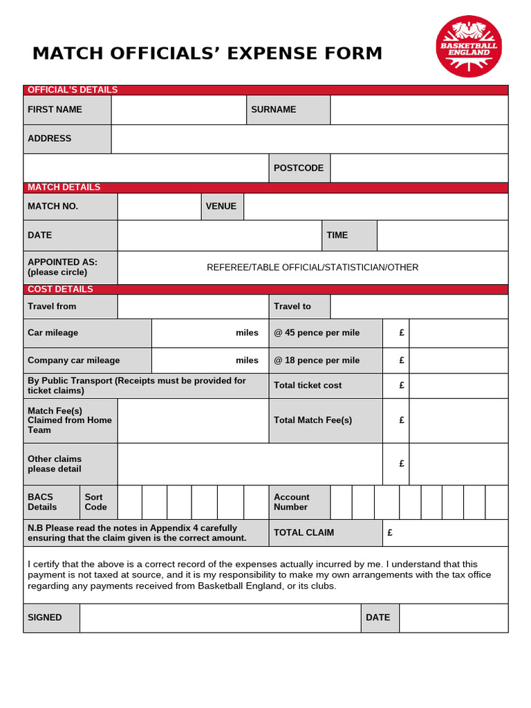 Blank Expense Form 270925090833 | PDF