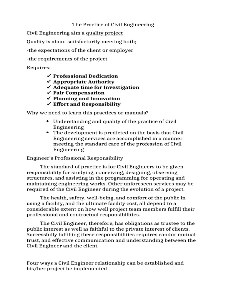 The Practice of Civil Engineering G2 | PDF | Engineering | Employment