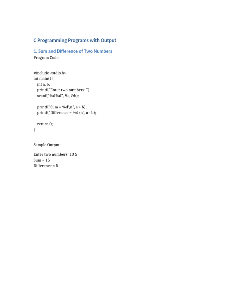 C Programs One Per Page | PDF