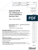 Pure Maths C1 C4 Specimen Paper MkScheme