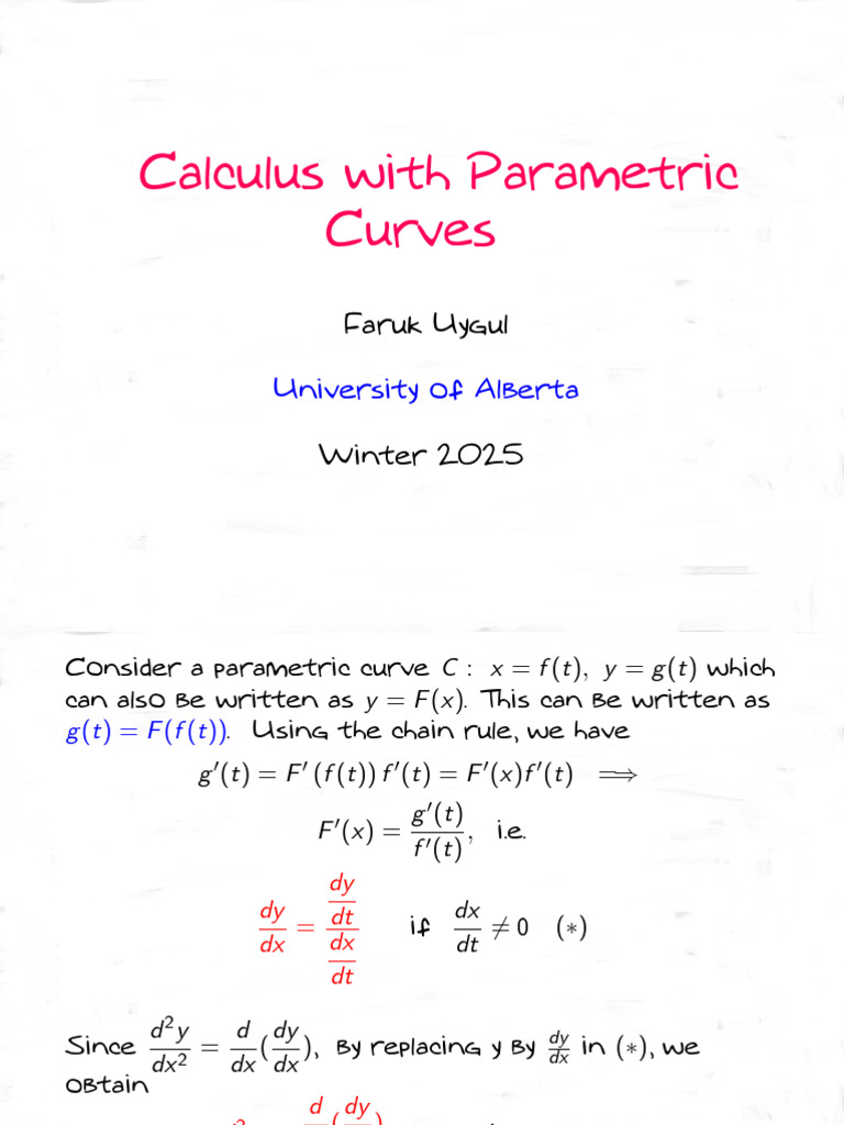 Section 10.2 Calculus With Parametric Curves | PDF | Mathematical ...