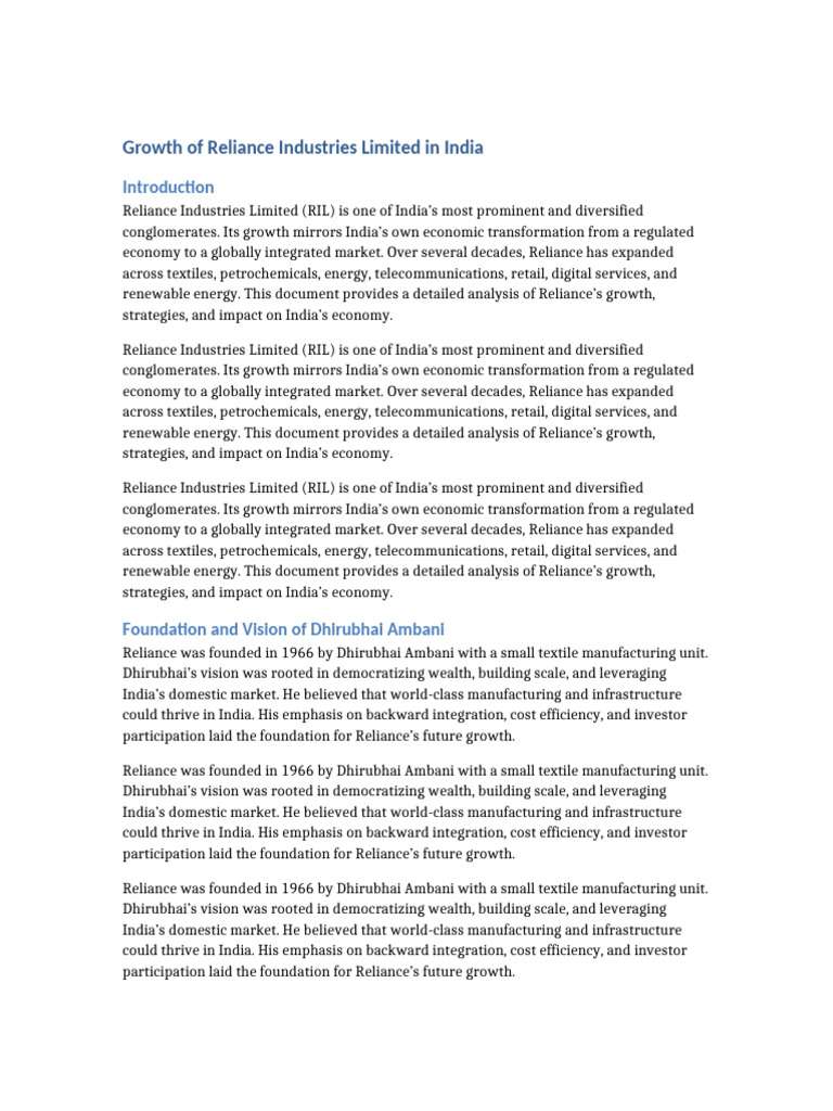 Reliance Growth | PDF | E Commerce | Oil Refinery