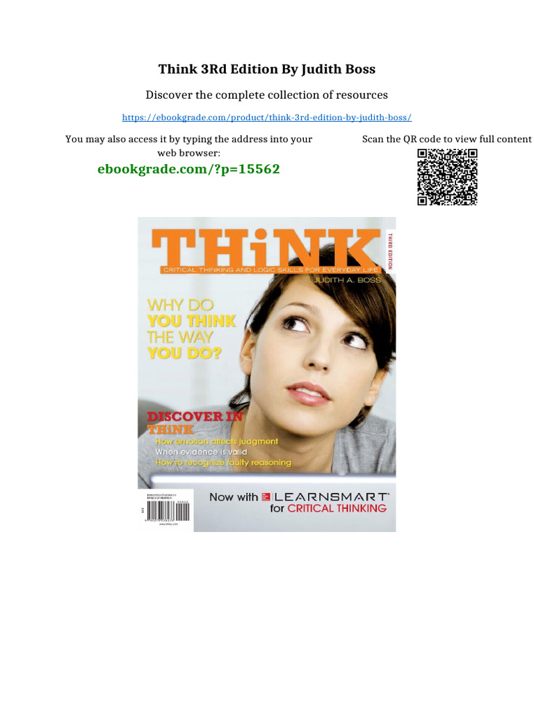 THiNK 3rd Edition by Judith Boss Available All Format | PDF | Immanuel ...