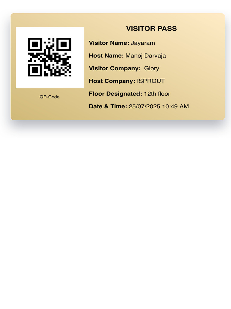 Visitor Pass: Visitor Name: Host Name: Visitor Company: Host Company ...