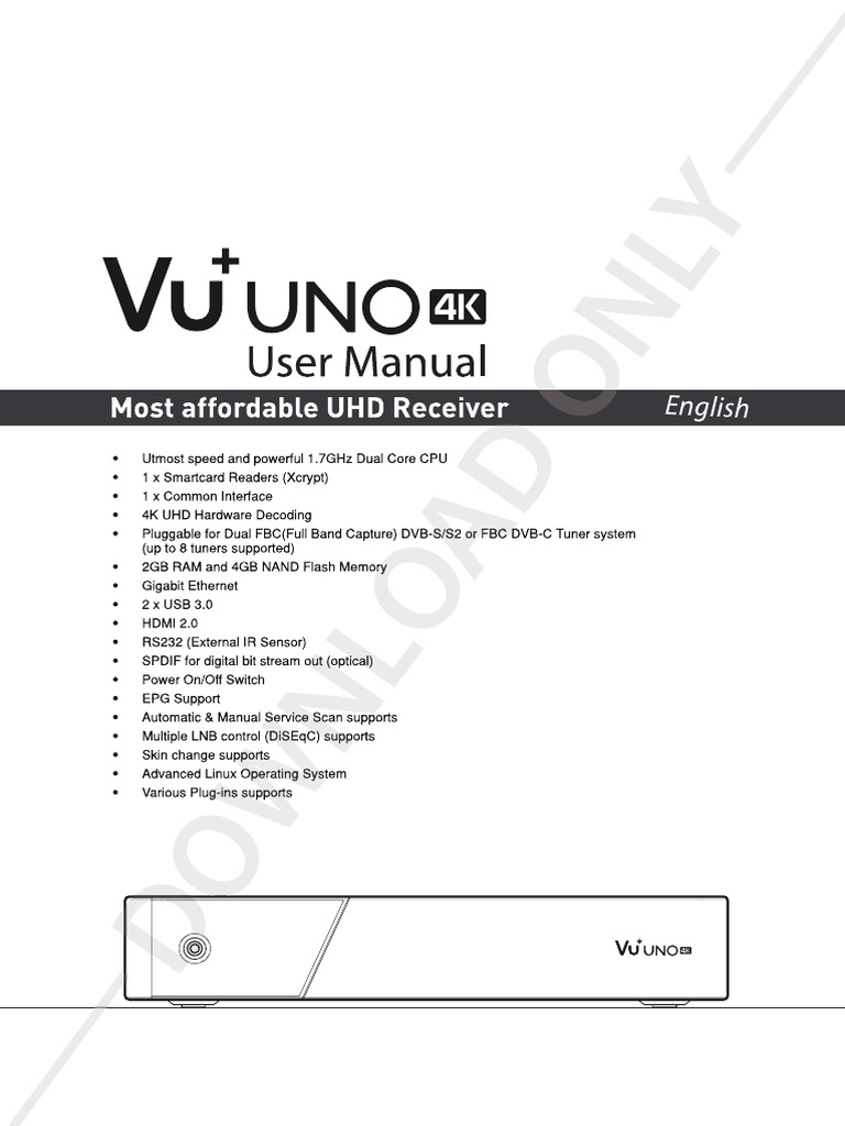 Vu+ UNO 4K User Manual - English - D190617 | PDF