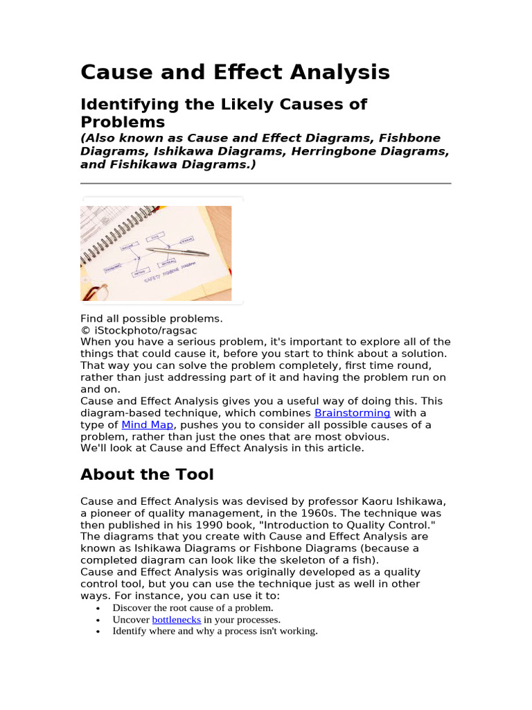 Cause and Effect Analysis | PDF