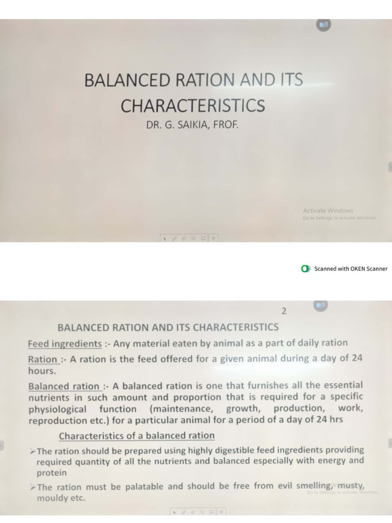 Balanced Ration and Characteristics 1 | PDF