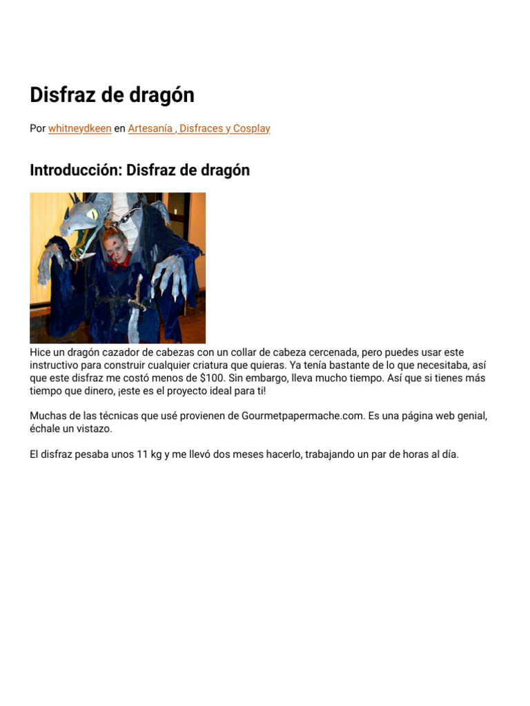 Disfraz de Dragón - 13 Pasos - Instructables | PDF