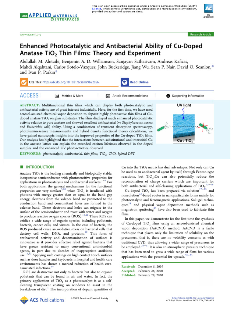 Enhanced Photocatalytic and Antibacterial Ability | PDF | Chemical ...