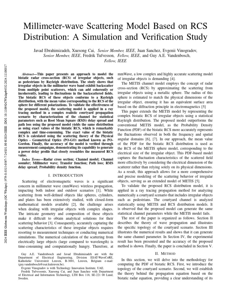 Millimeter-Wave Scattering Model Based On RCS Distribution A Simulation ...
