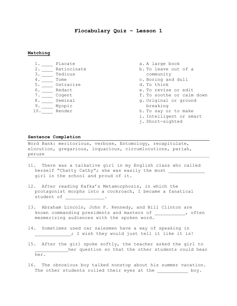 Flocabulary Quiz Lesson 1 PDF