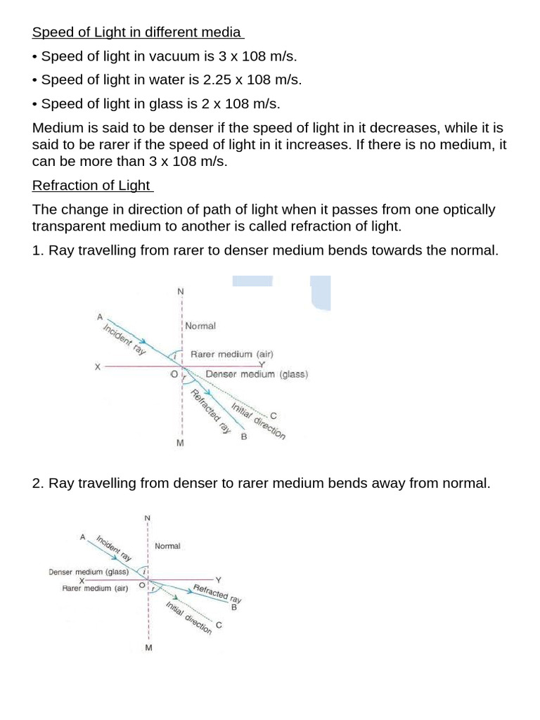 Speed of Light in Different Media | PDF