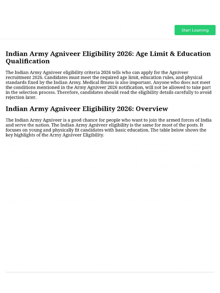 Indian Army Agniveer Eligibility 2026 - Age Limit & Education ...