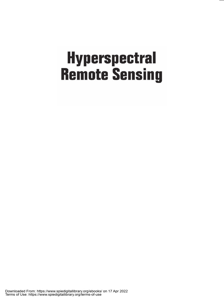 Hyperspectral Remote Sensing | PDF