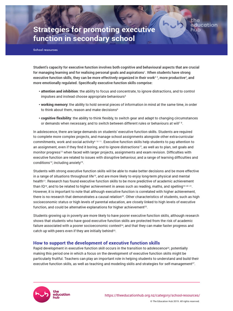 Strategies For Promoting Executive Function in Secondary School | PDF ...