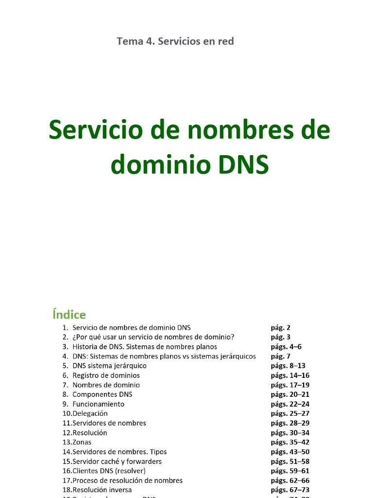 Tema 4. Servicio de Nombres de Dominio DNS | PDF | sistema de nombres ...