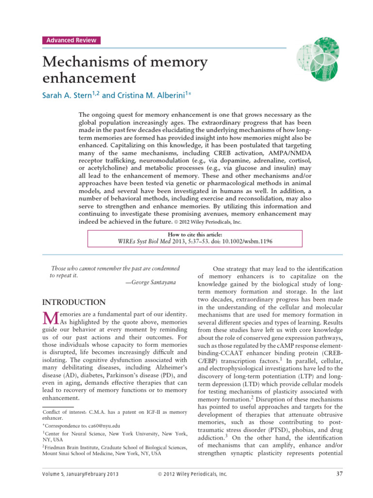 WIREs Mechanisms of Disease - 2012 - Stern - Mechanisms of Memory ...