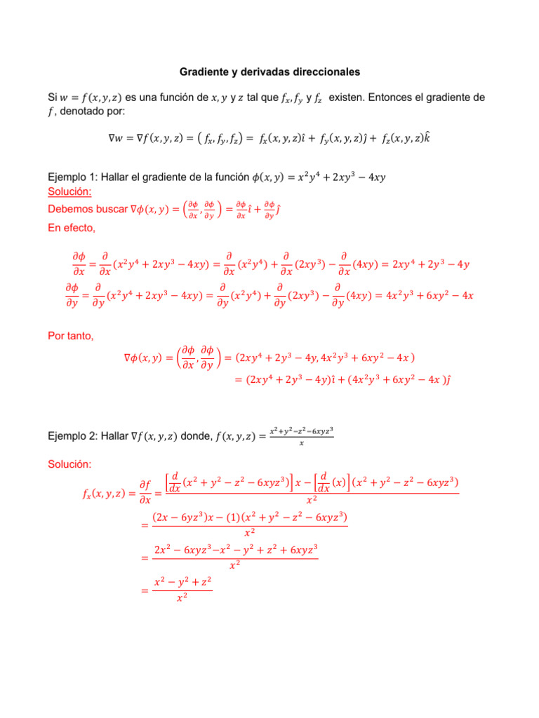 4.3 Gradiente y Derivadas Direccionales | PDF | Degradado | Matemáticas ...