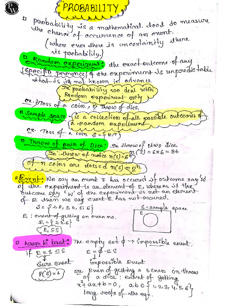 Probability Handwritten Notes | PDF