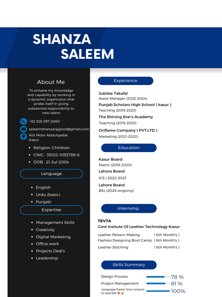 Shanza Resume | PDF