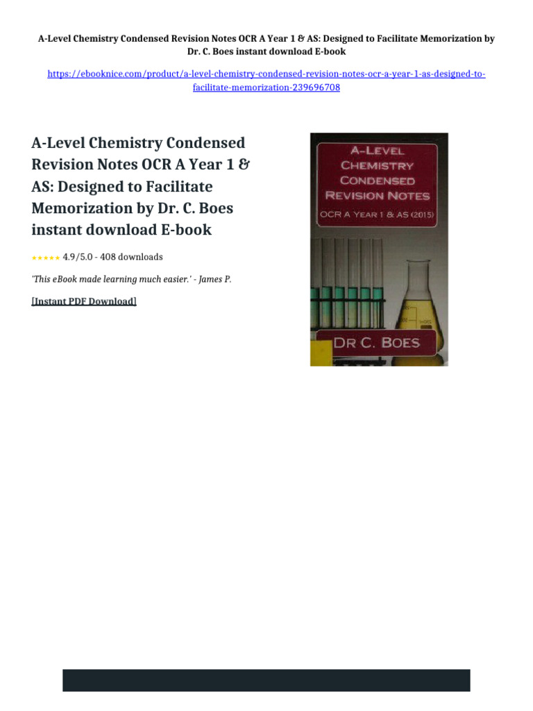 A-Level Chemistry Condensed Revision Notes OCR A Year 1 & AS: Designed ...