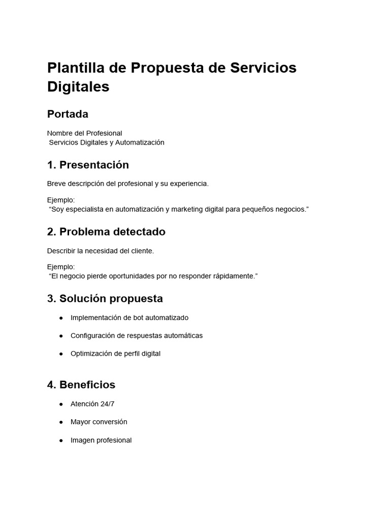 Plantilla de Propuesta de Servicios Digitales | PDF