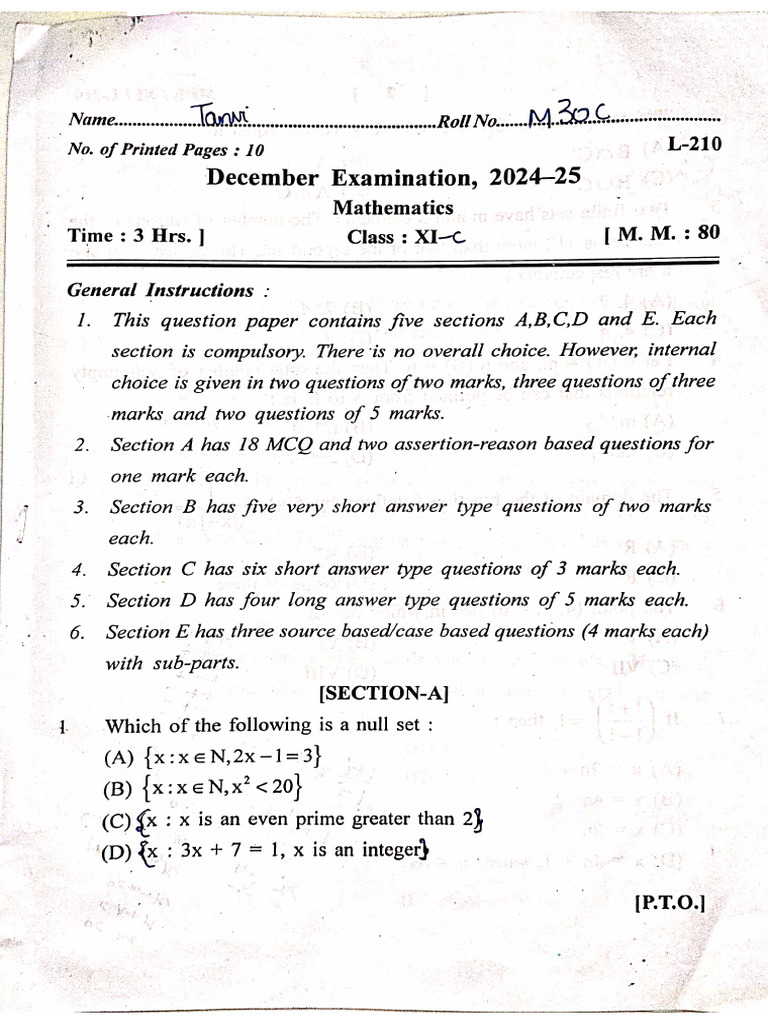 Maths Dec 2024 | PDF