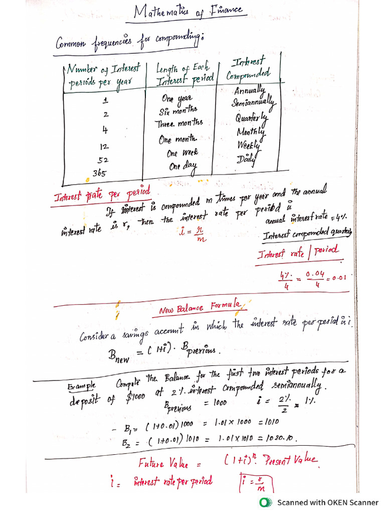 Formulas For Mathematics of Finance | PDF