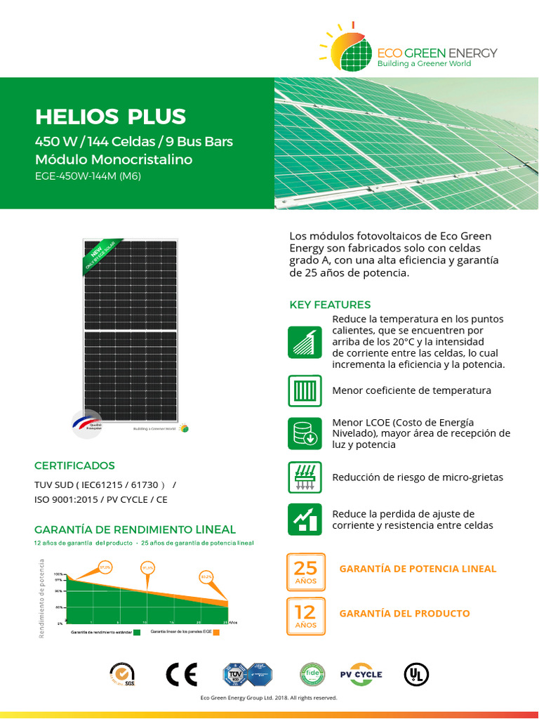 Ficha EGE 450M 144 M6 MONO 9BB Spanish | PDF | Panel solar | Electricidad