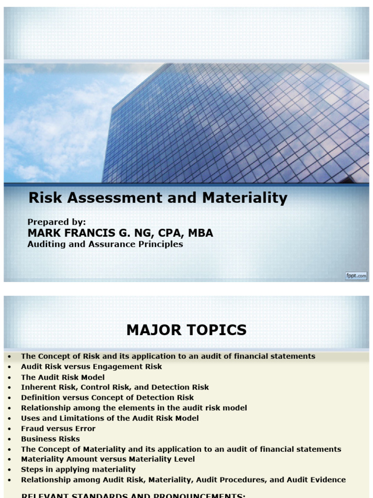 Lecture 08 - Risk Assessment and Materiality - 2025 | PDF | Audit ...