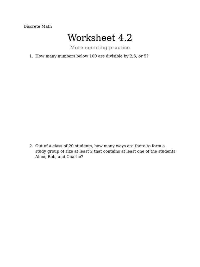 Worksheet 4.2 - Counting Practice 2 | PDF