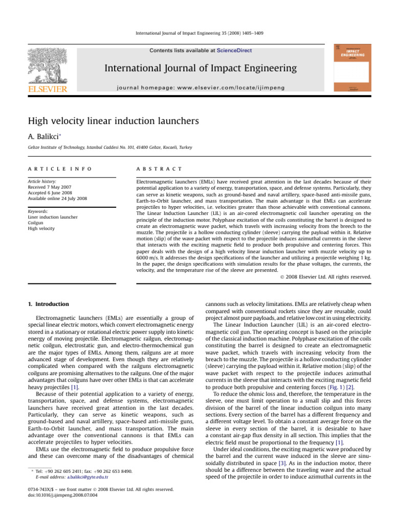 High Velocity Linear Induction Launchers | PDF | Physical Phenomena ...