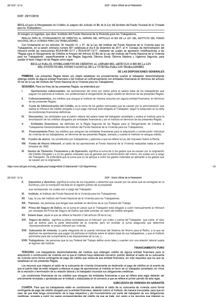 A.reglas para El Otorgamiento de Creditos Al Amparo Del Articulo 43 Bis ...