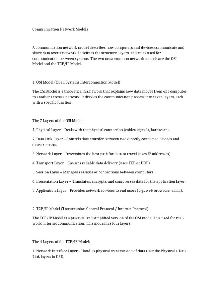 Osi Tcpip Models | PDF