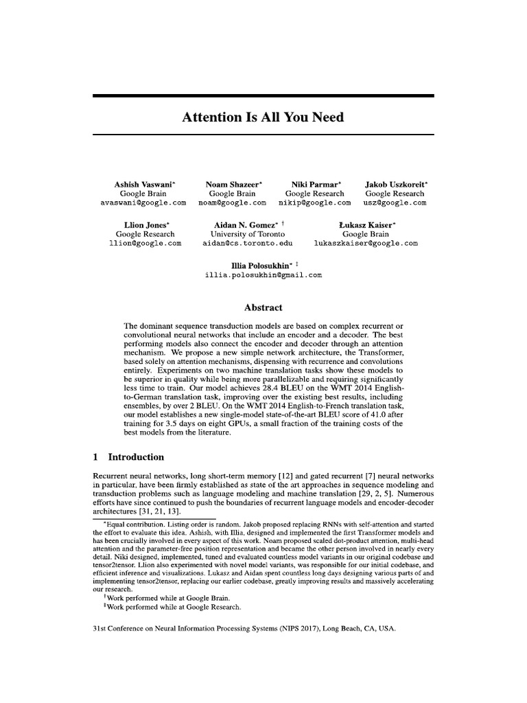 Attention Is All You Need | PDF
