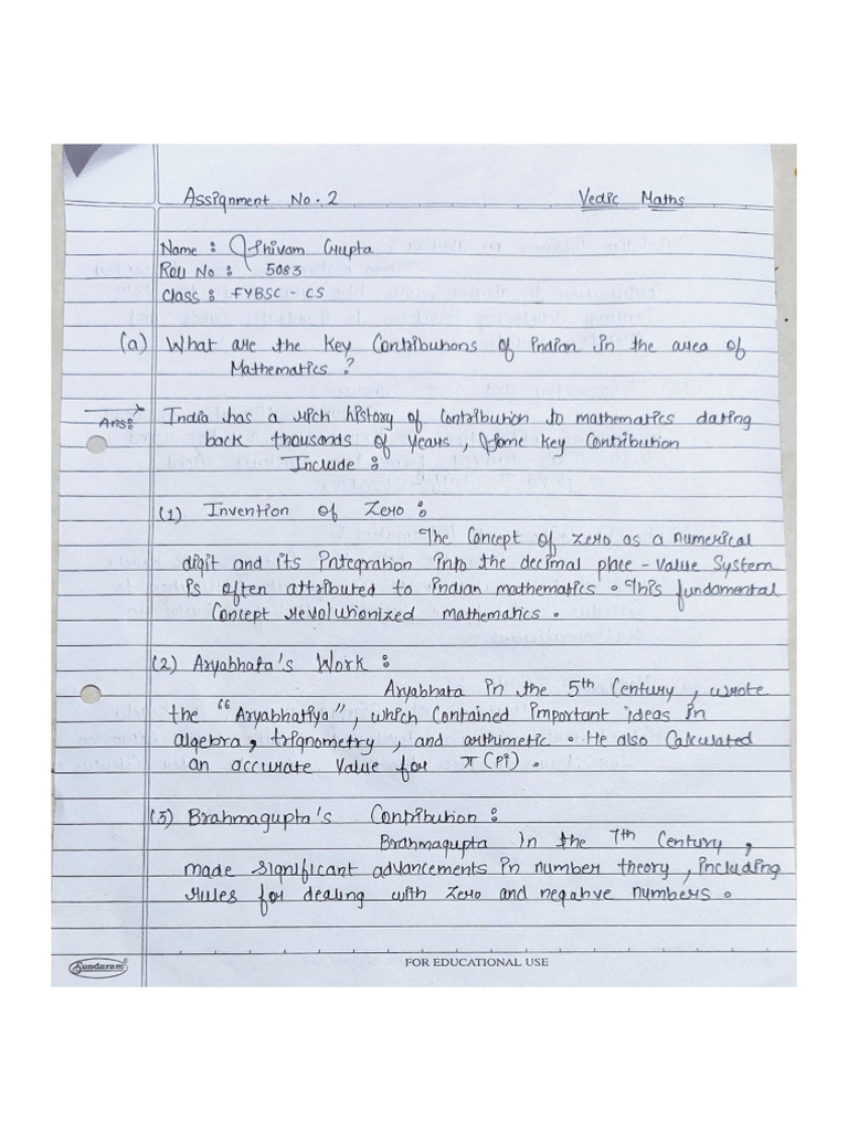 Vedic Maths Assignment No. 2 | PDF