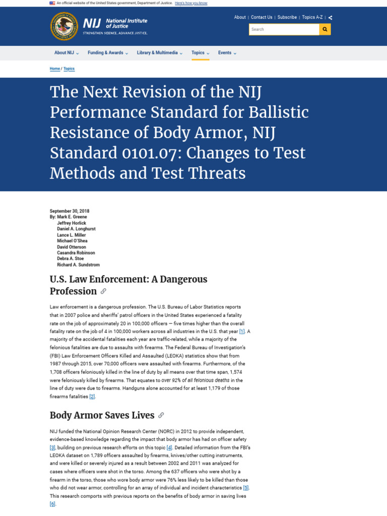 Pba The Next Revision of The Nij Performance Standard | PDF
