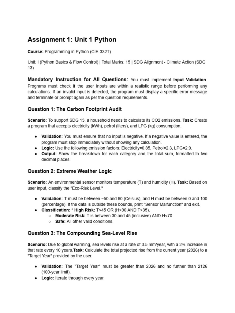 Unit 1 Assignment - Python | PDF | Liquefied Petroleum Gas | Climate Change