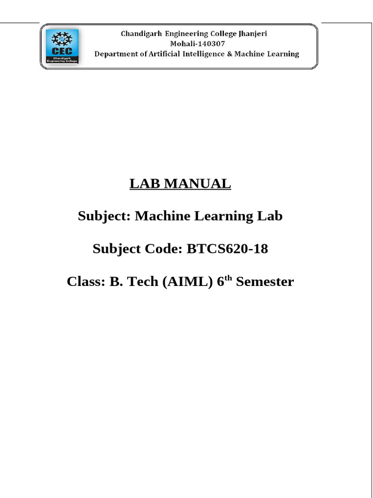 MachinelearningLabmanualdocx 2026 01-21-13!22!38 | PDF | Machine ...