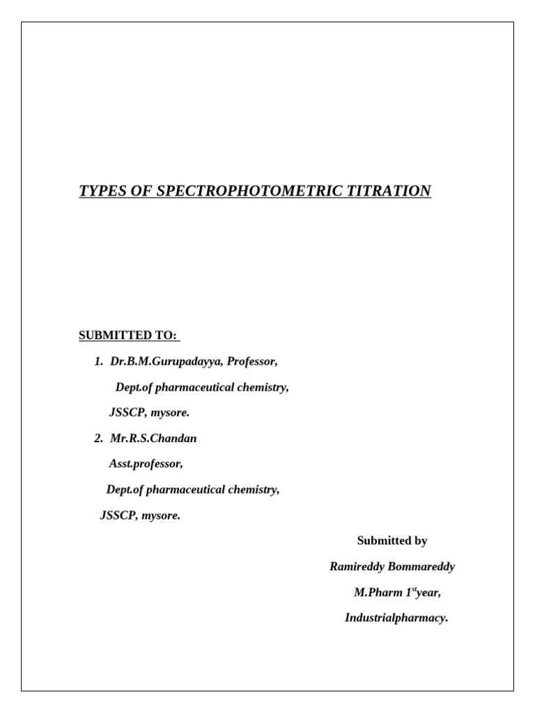 Copy of Spectrophotometric Titration | PDF | Titration | Chemistry