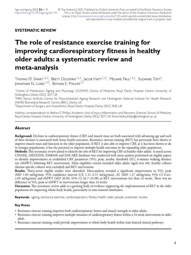 The Role of Resistance Exercise Training For Improving ...