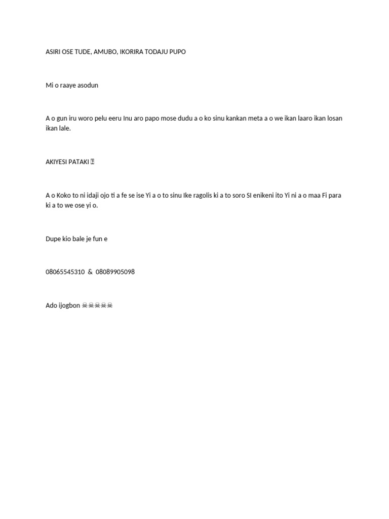 Asiri Ose Tude, | PDF