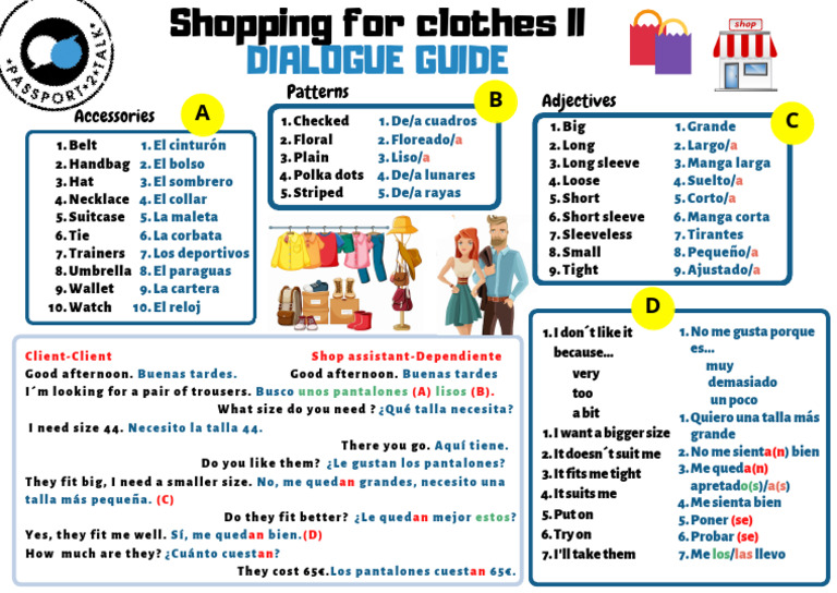 Dialogue Guide Shopping for Clothes Hd | PDF