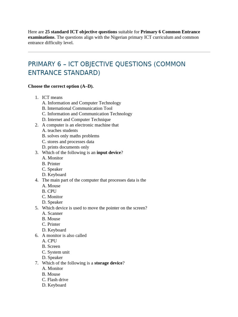 ICT Primary | PDF | Computer Keyboard | Computer Hardware