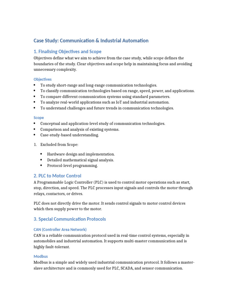 Case Study Communication and Industrial Automation | PDF
