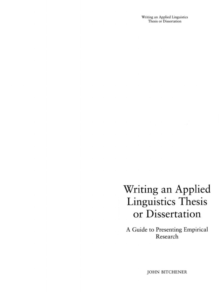 Bitchener Writing an Applied Linguistics (1) | PDF