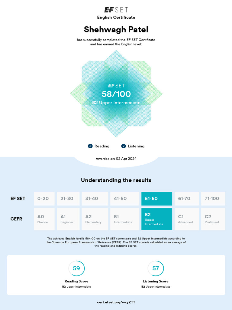 EF SET Certificate | PDF